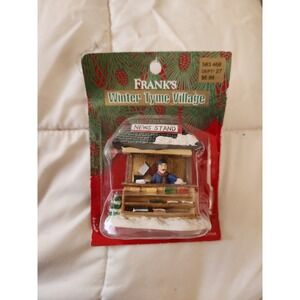 Christmas village decor news stand vintage